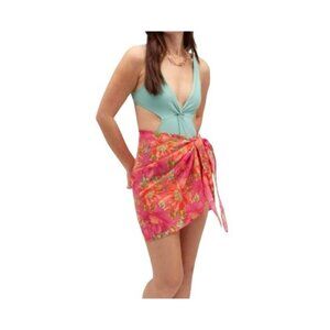 Beach Riot Melanie Floral Sarong In Miami Peony O/S Lightweight Cover-Up